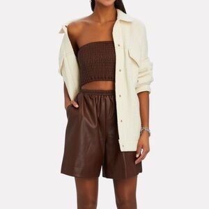 STAUD Clark Vegan Leather Shorts NEW